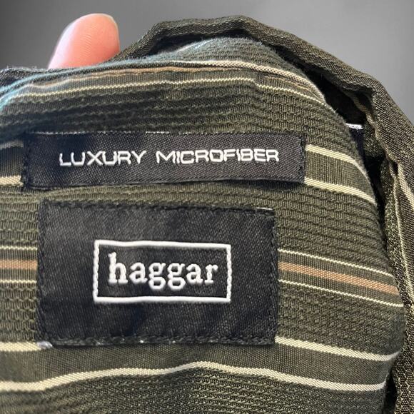Vintage Haggar Shirt Medium Microfiber Polyester Button Down Grandpacore Vacay - Picture 6 of 7